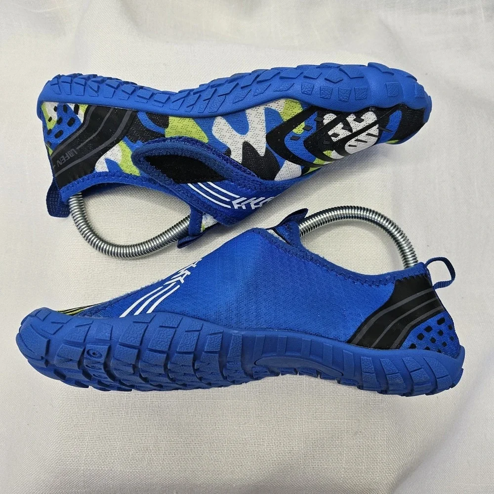 UBFEN Water‎ Shoes Kids Sz 3 35 Blue Camo Aqua Socks Beach Pool Swim Barefoot